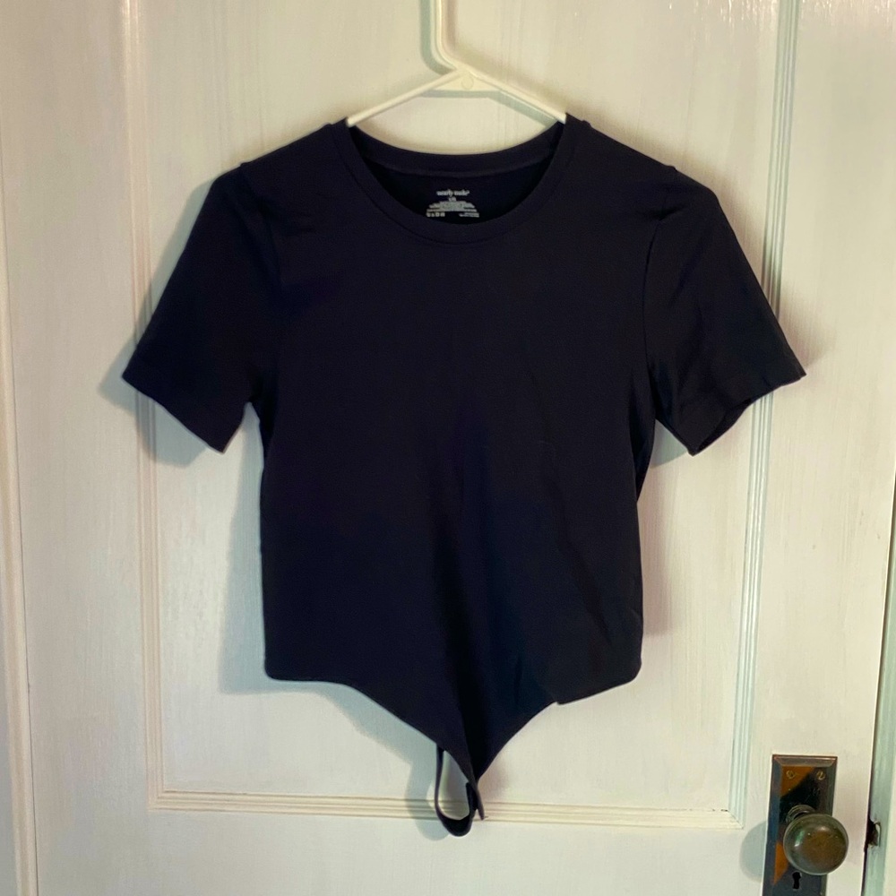 Nearly Nude black short sleeve bodysuit